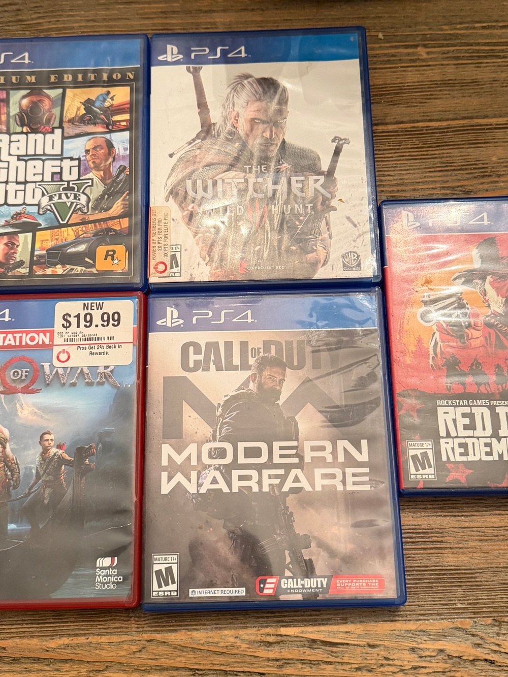 5 ps4 game bundle GTA V, WITCHER 3, RED DEAD 2 (dlc confirmed), GOW, COD MW
